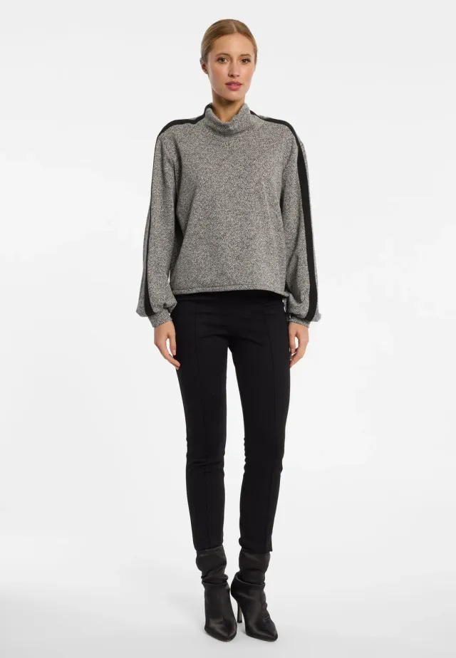 Ana Alcazar Efilaria maglione tweed collo a scialle nero