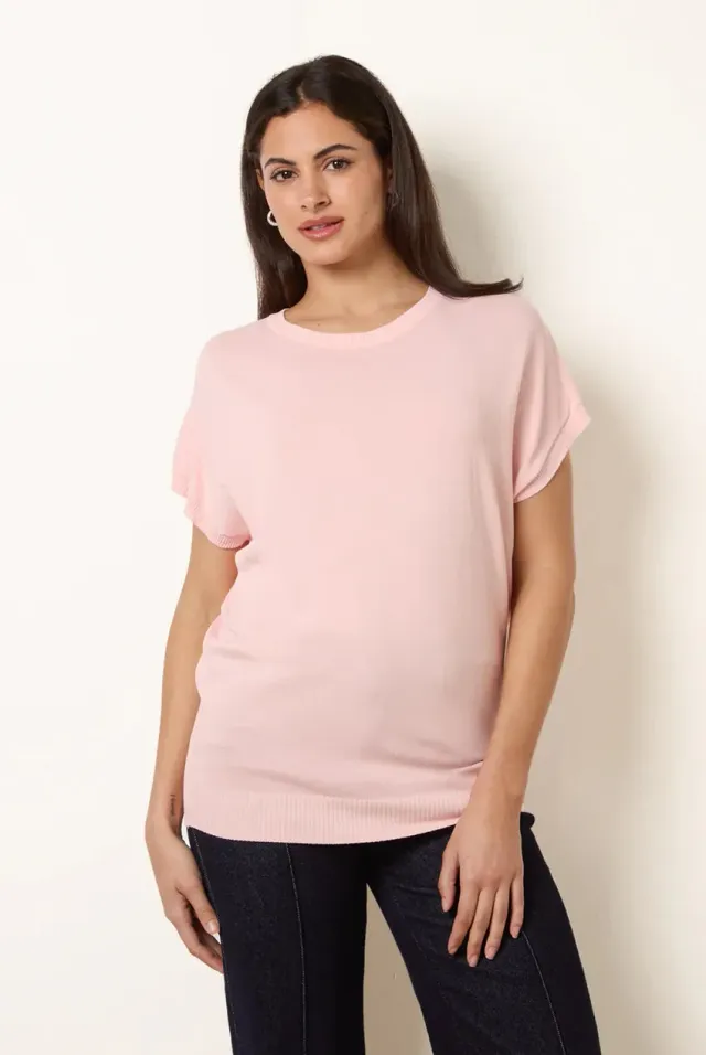 Blue Vanilla top maglia rosa maniche corte oversize