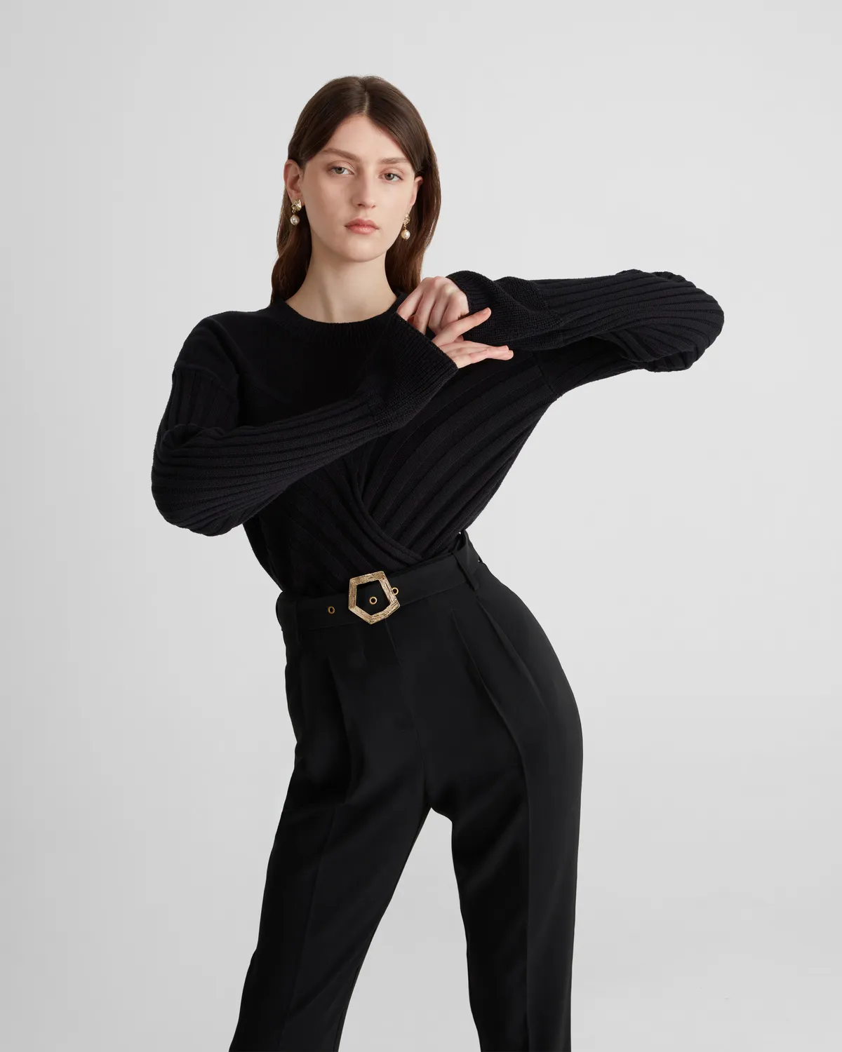 Violante Nessi Renny maglione nero cashmere cotone