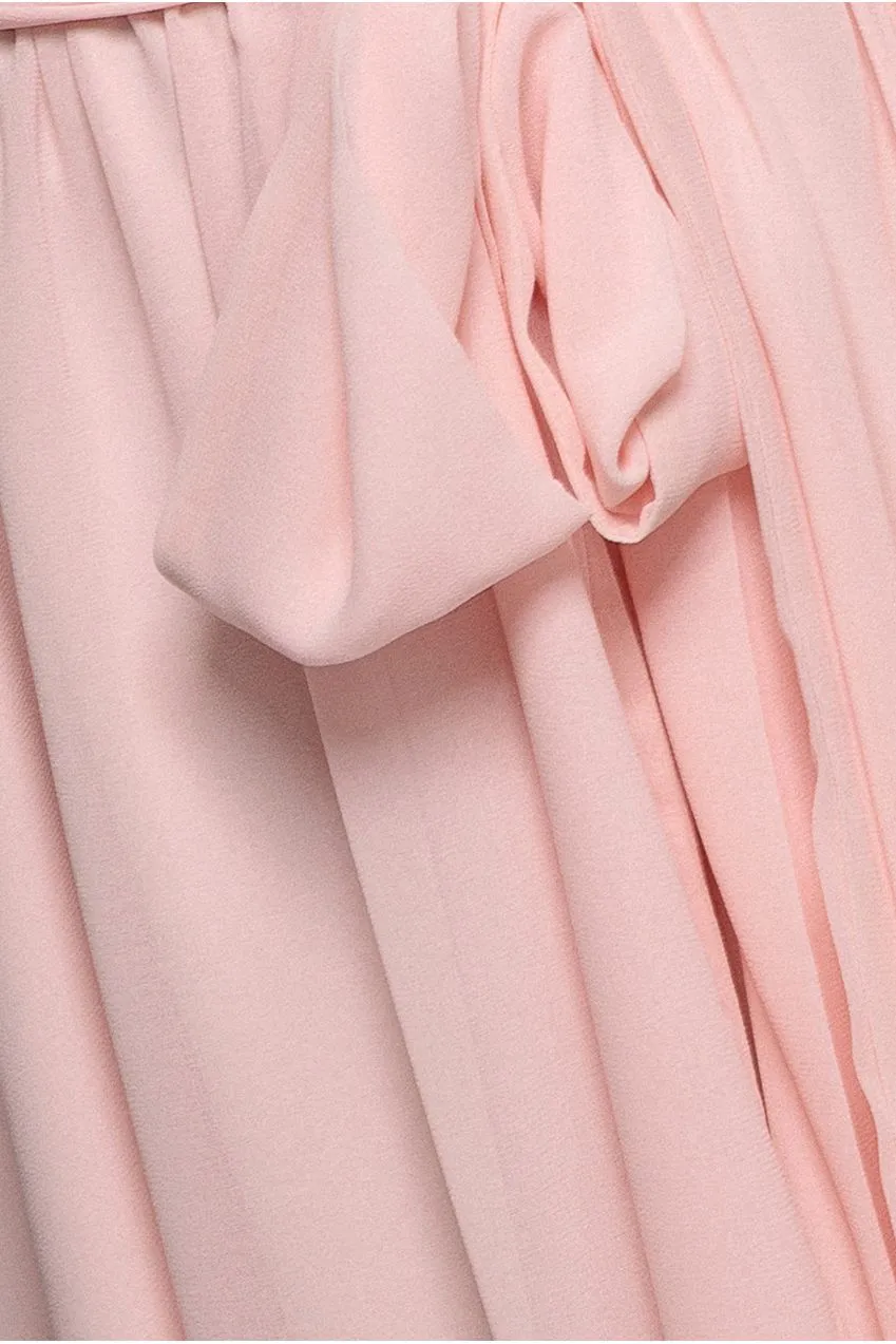 Goddiva Flutter Sleeve Wrap mini abito rosa chiffon