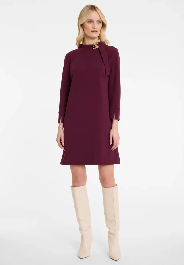 Ana Alcazar Adora abito mini bordeaux collo coreana