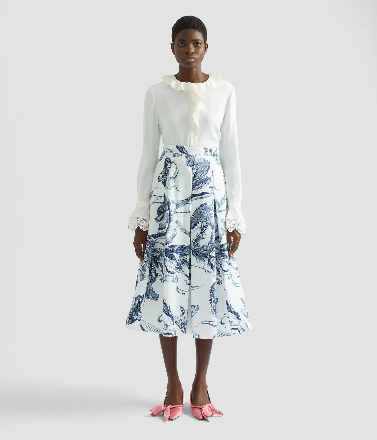 Erdem Cady Long Sleeve Shirt camicia bianca pizzo