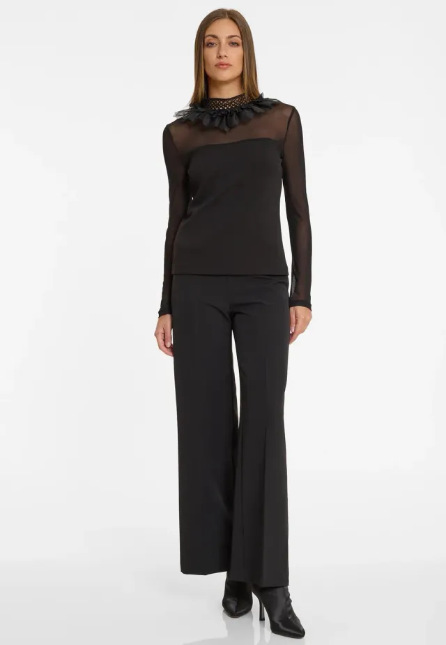 Ana Alcazar Afoly top nero collo rouches