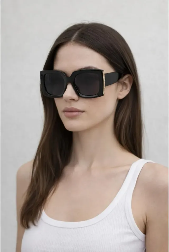 SVNX occhiali da sole neri oversize quadrati oro
