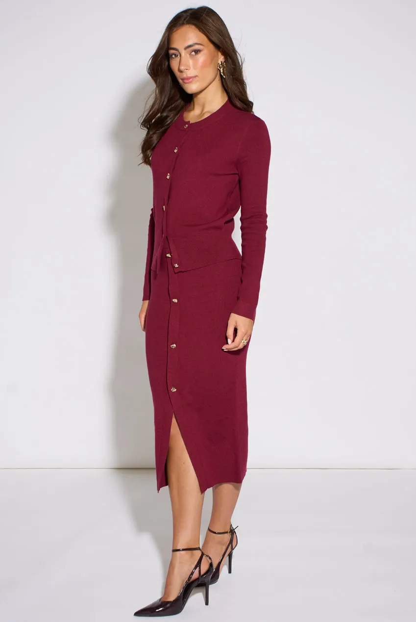 Gini London Mulberry Gold Button gonna midi berry bottoni oro