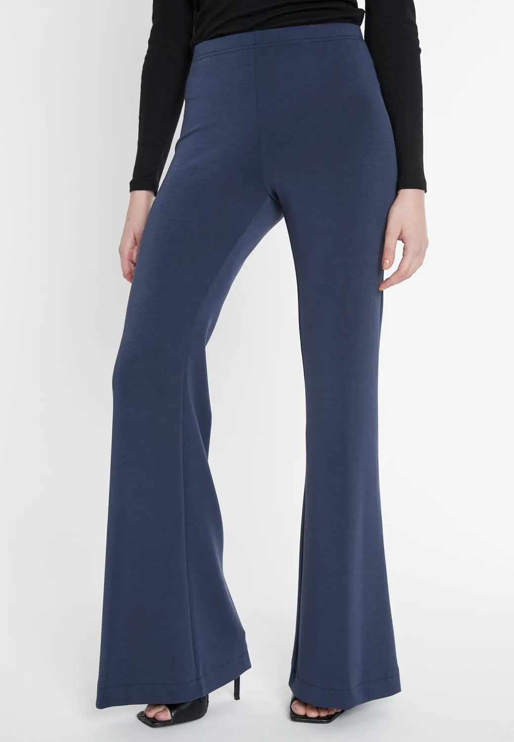 Ana Alcazar Segusa pantaloni flare jersey blu scuro