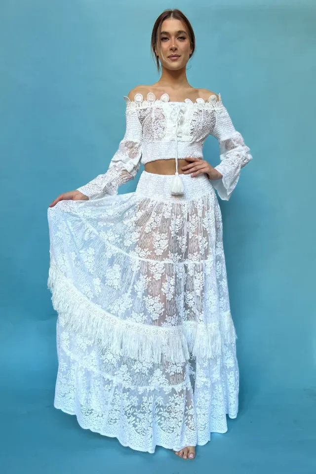 Antica Sartoria DV1645 completo top e gonna bianco cotone