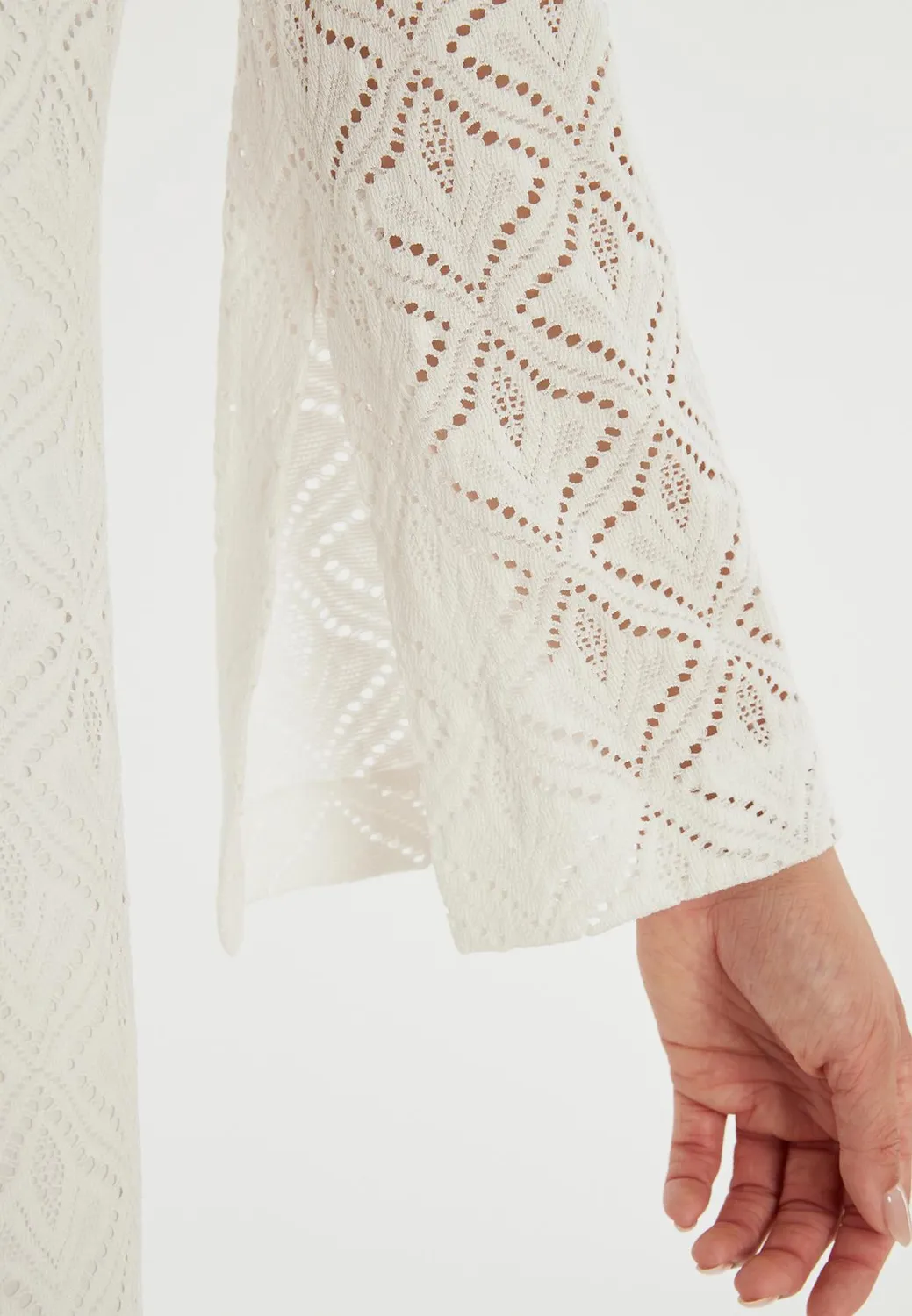 Ana Alcazar Zalena abito maxi pizzo bianco