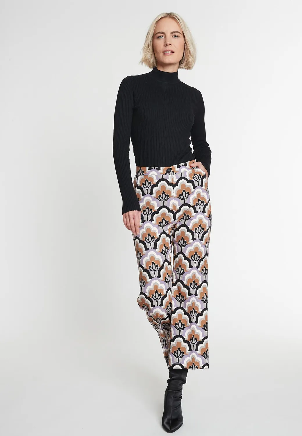 Ana Alcazar Maira pantaloni cropped stampa retro