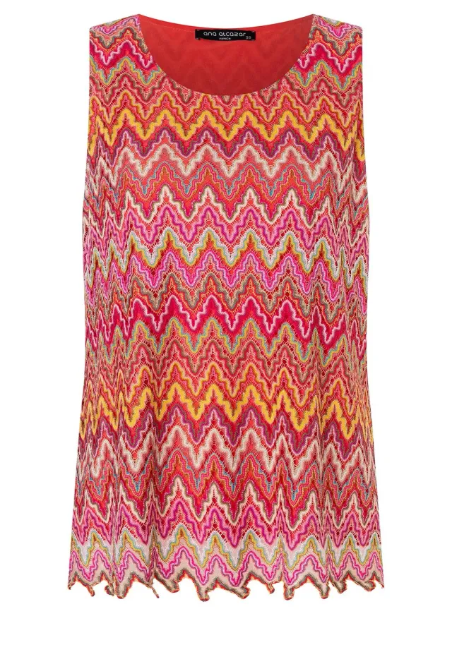 Ana Alcazar Polkea Top Rosa Smokey Maglia Traforata