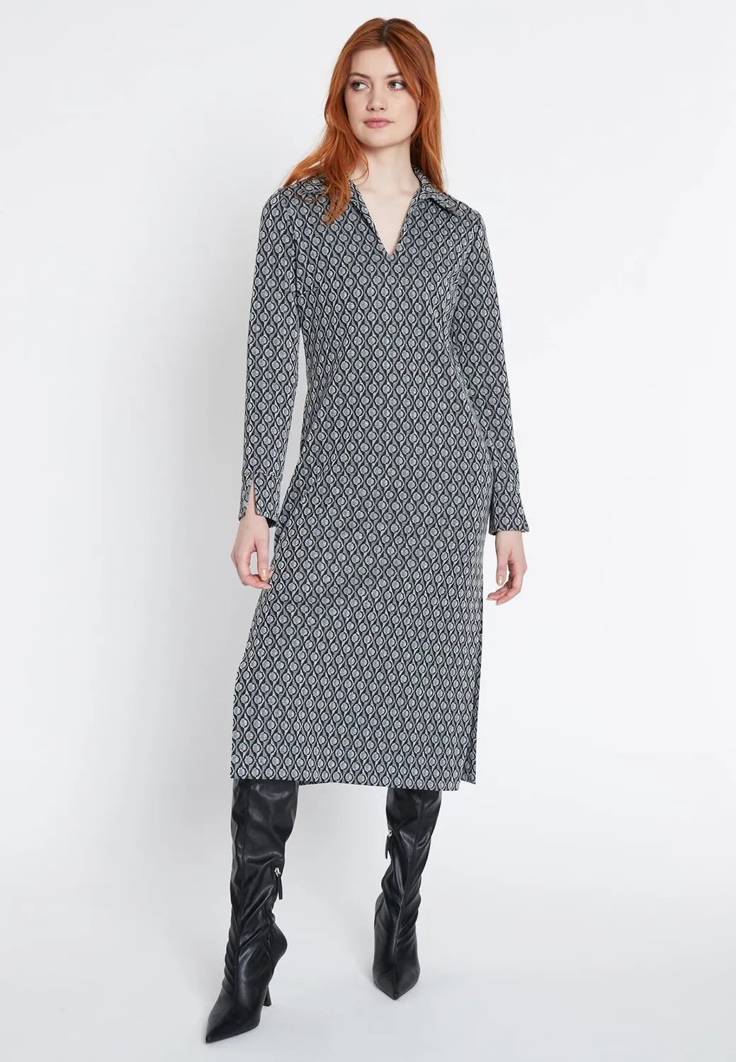 Ana Alcazar Sofine abito midi camicia fantasia blu