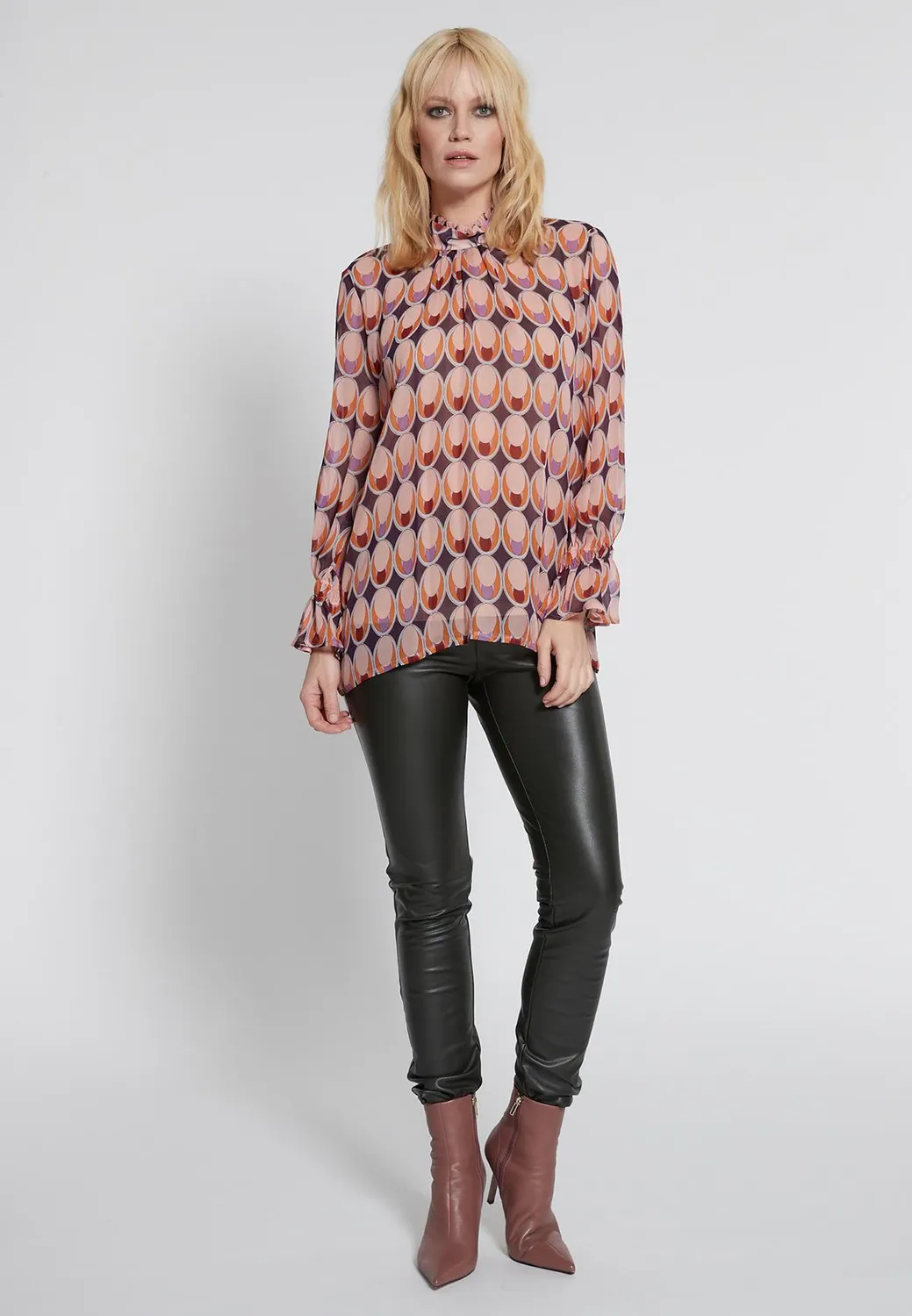 Ana Alcazar Hagoly blusa chiffon stampa rétro
