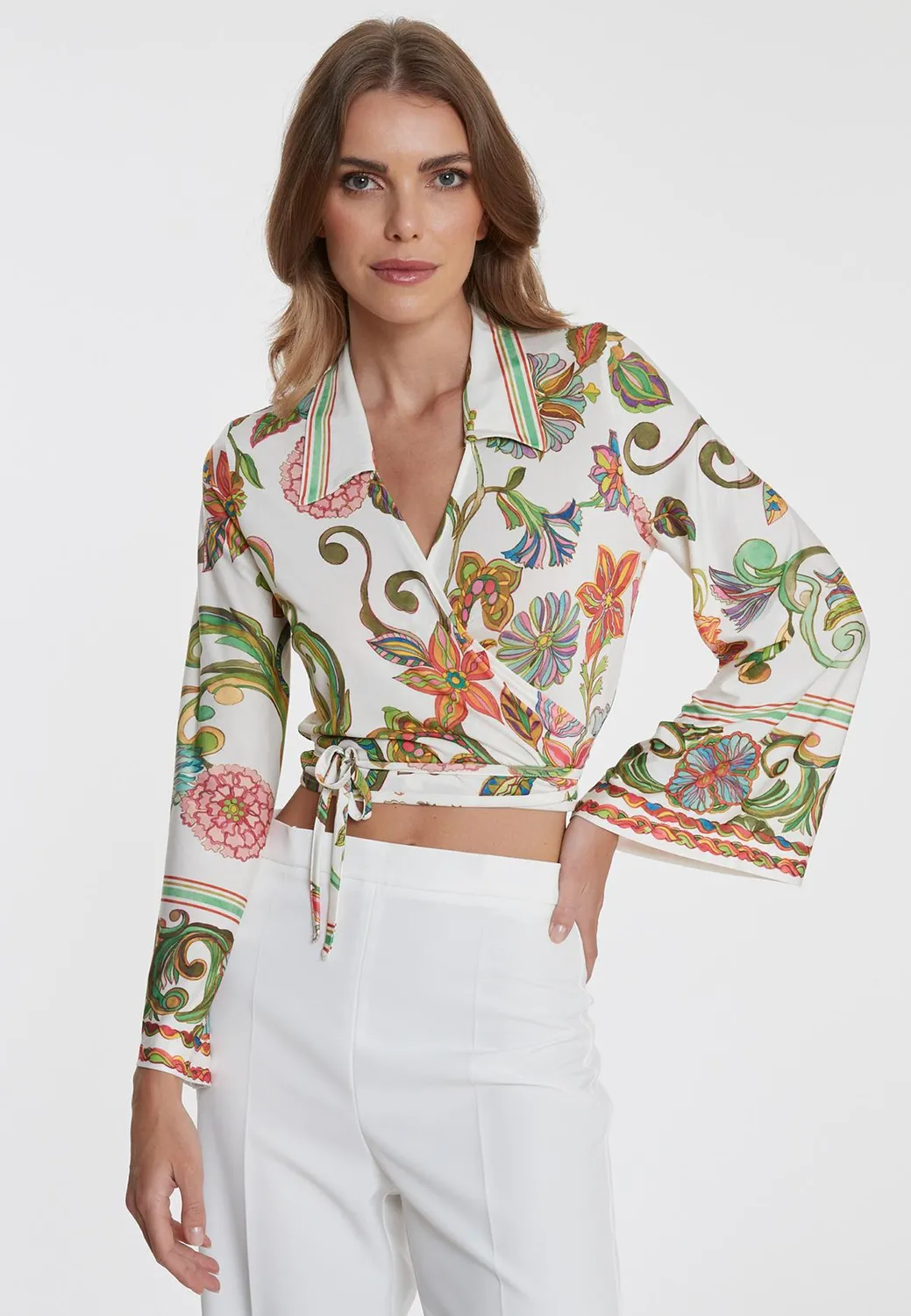 Ana Alcazar Witana top incrocio floreale crop