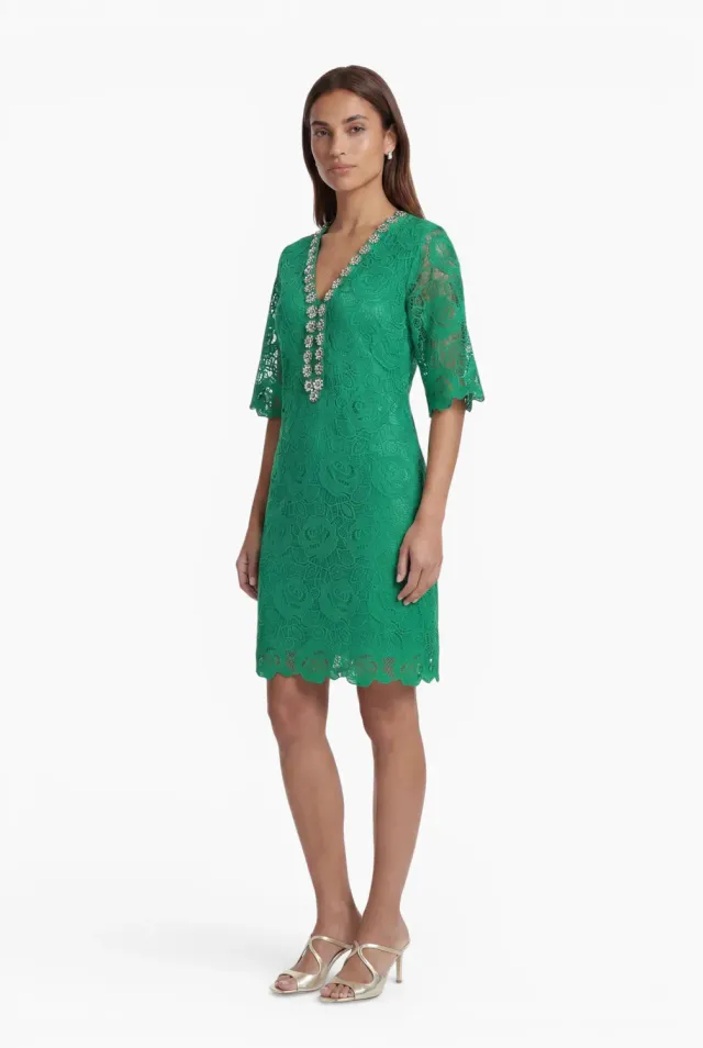 Ana Alcazar Daeph abito tunica pizzo verde cerimonia