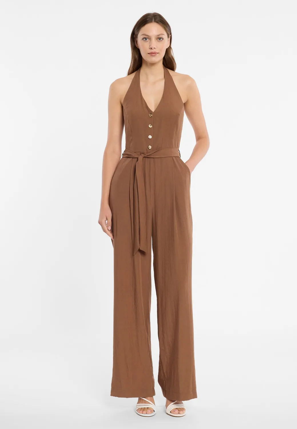 Ana Alcazar Dorexo tuta cappuccino halterneck