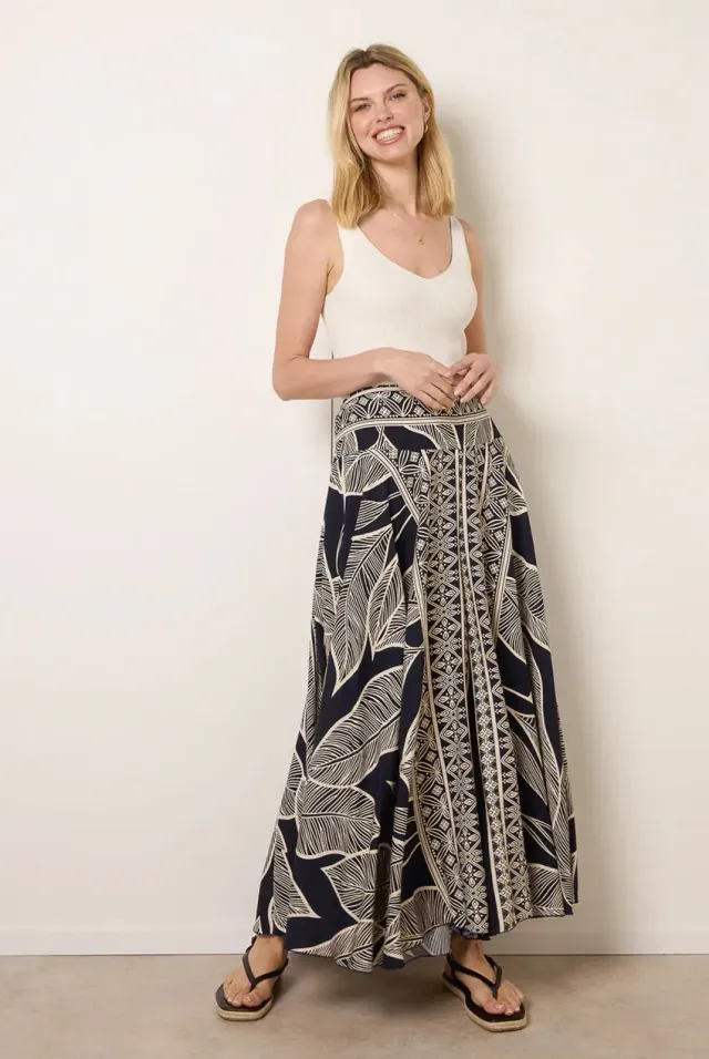 Blue Vanilla pantaloni larghi navy vita elasticizzata