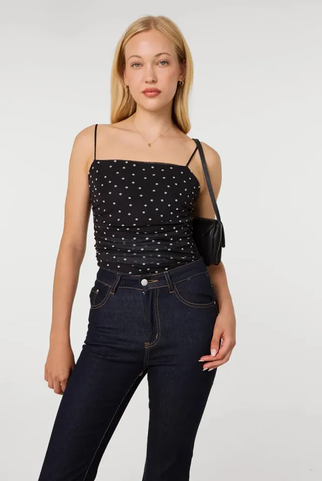 Pink Vanilla Polka Dot Mesh body nero pois