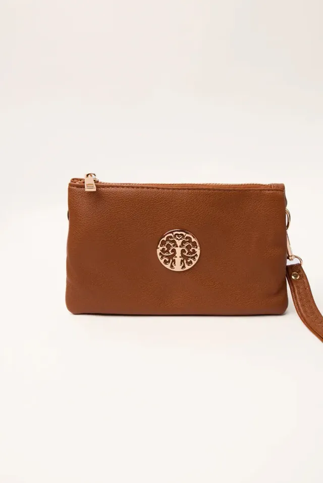 Blue Vanilla clutch beige pochette zip con tracolla