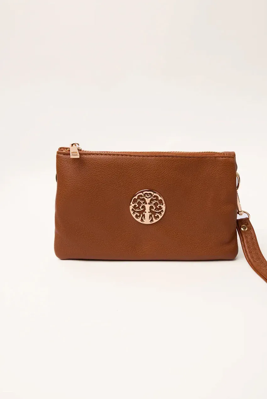 Blue Vanilla clutch beige pochette zip con tracolla