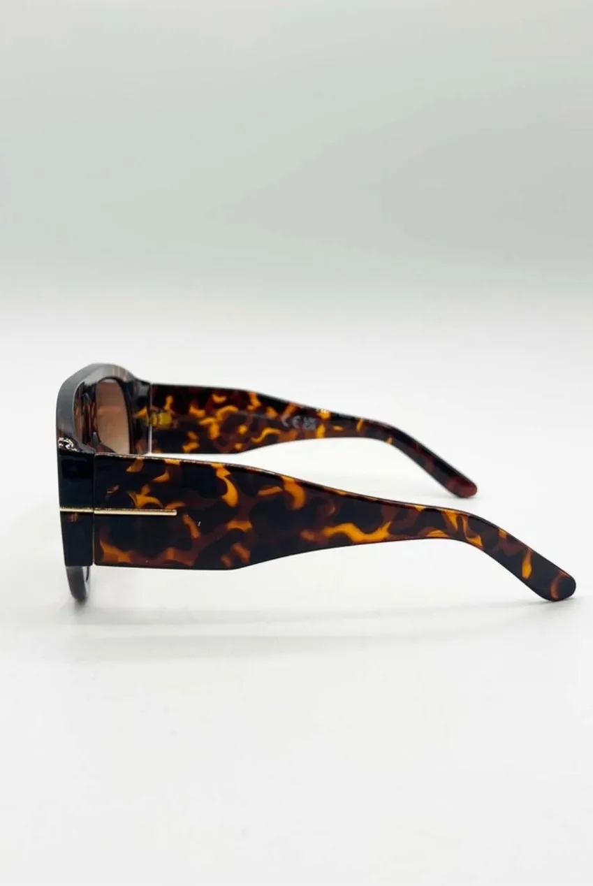 SVNX Rounded occhiali da sole tartaruga oversize UV400