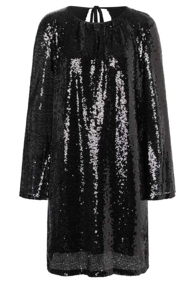 Ana Alcazar Tadya abito paillettes nero corto