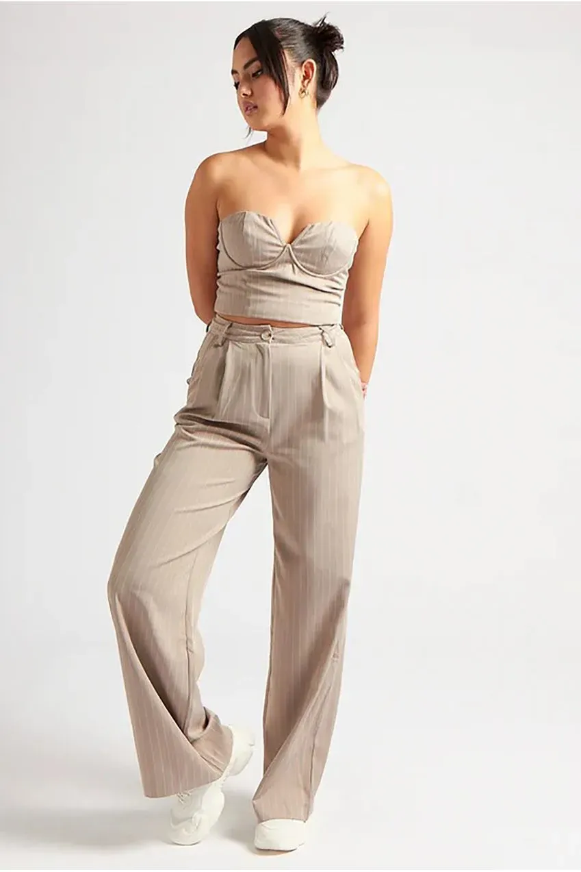 Urban Bliss top corsetto beige rigato sartoriale