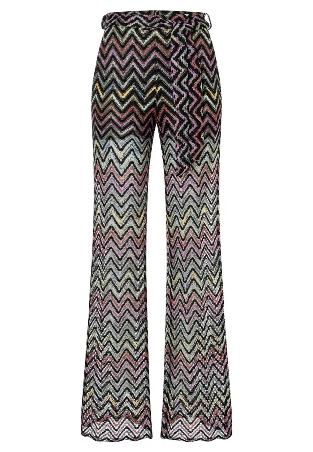 Ana Alcazar Zekini pantaloni maglia traforata neri