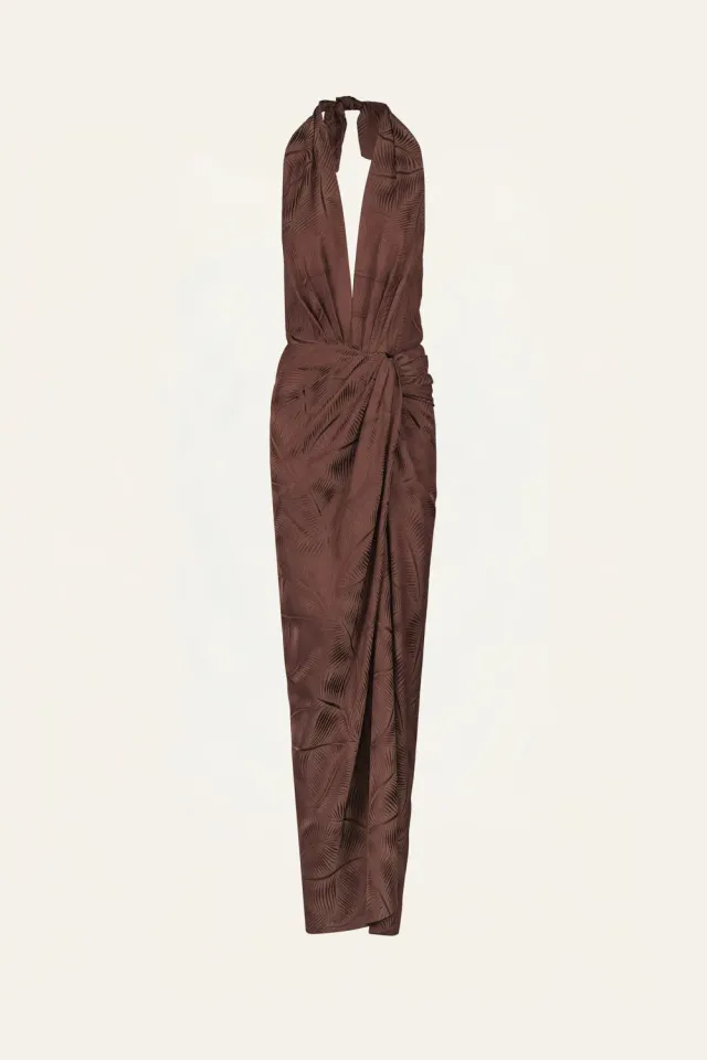 Johanna Ortiz Wildly Beautiful abito maxi halter marrone