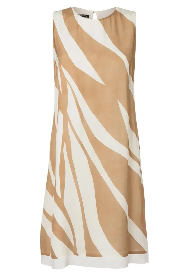 Ana Alcazar Rasea abito smanicato beige stampa zebra