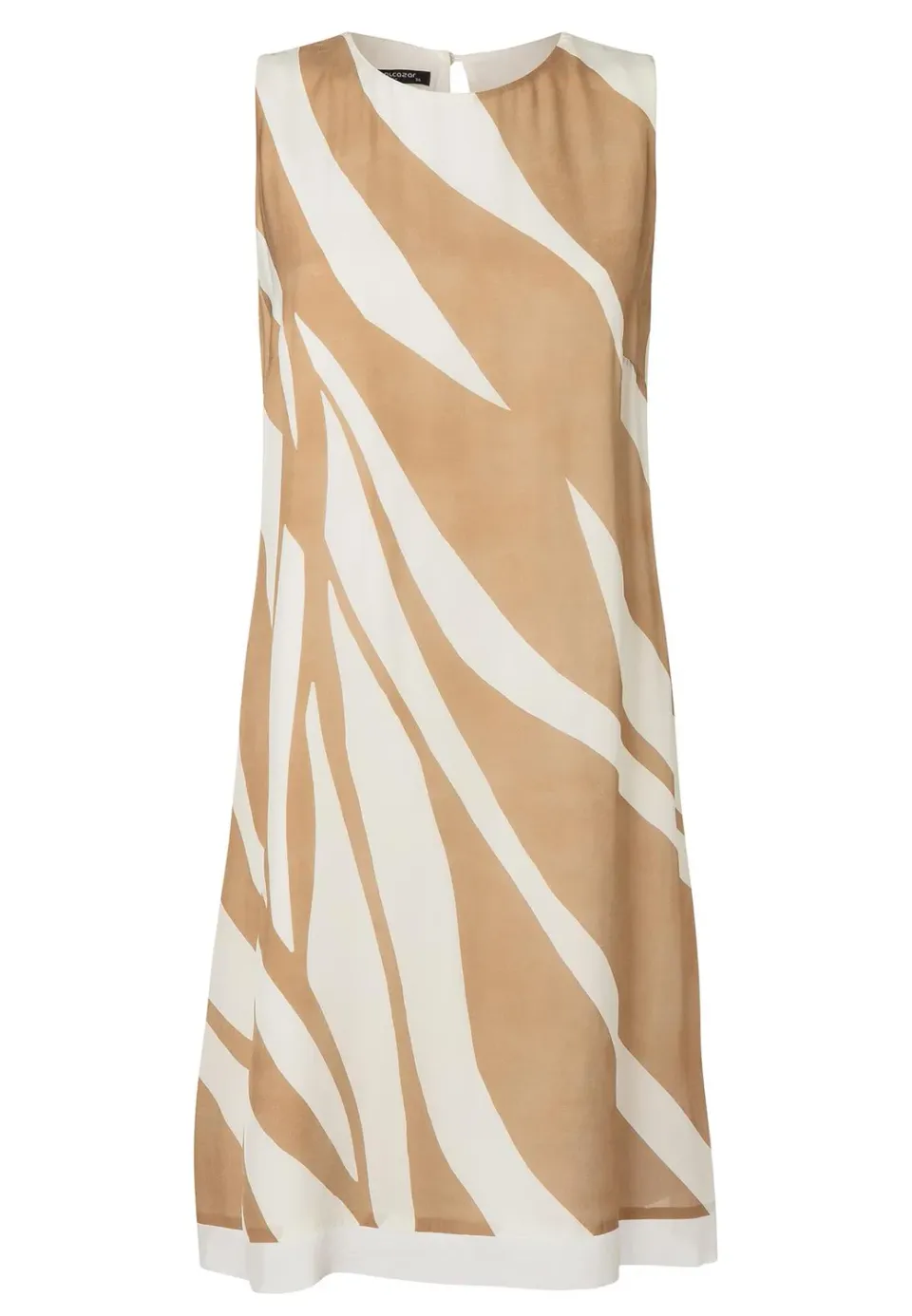Ana Alcazar Rasea abito smanicato beige stampa zebra