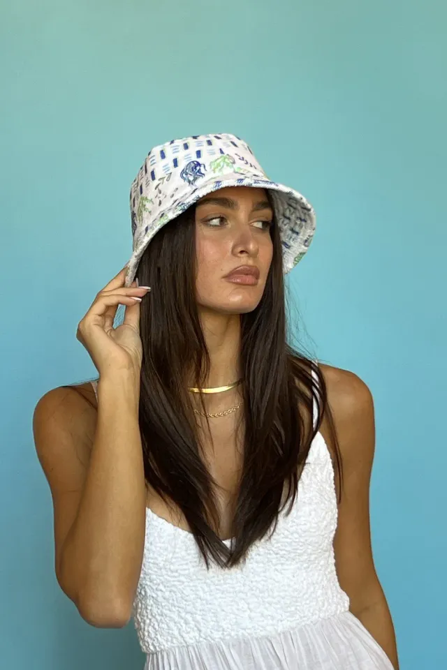 Antica Sartoria DW030 cappello celeste marino fantasia