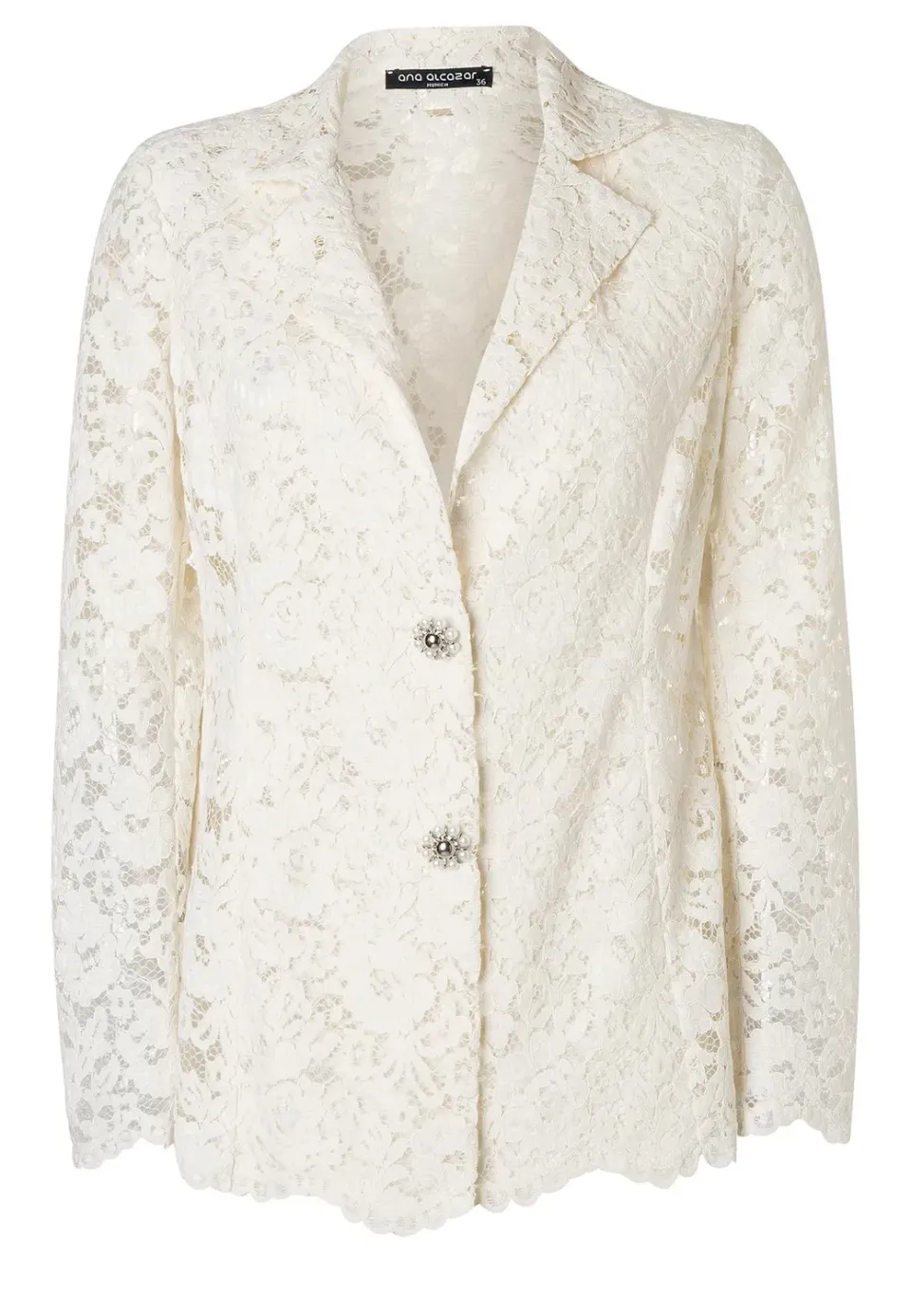 Ana Alcazar Sahaba Blazer pizzo bianco con perle