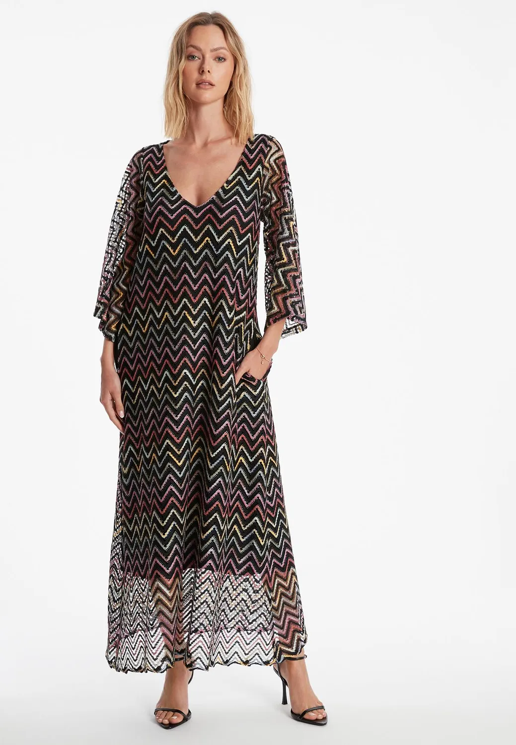 Ana Alcazar Zekosa abito maxi kaftano zigzag
