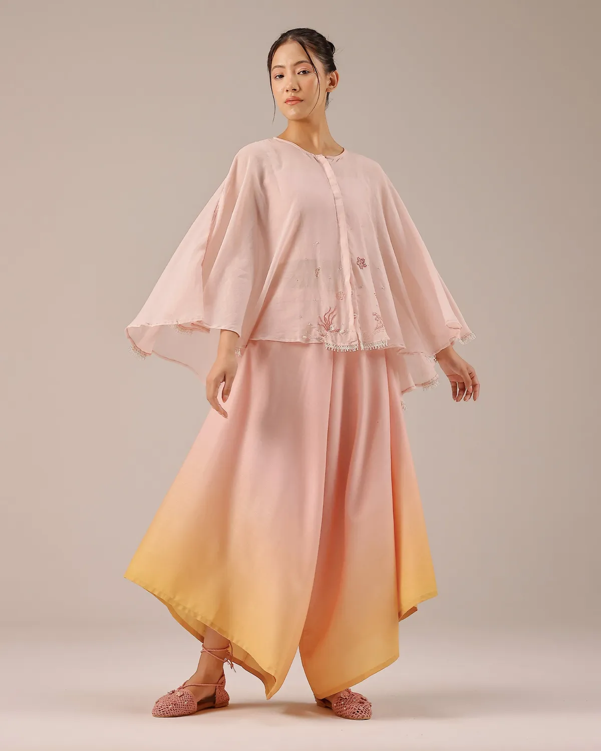 Our Dve Golden Dune Top Tube Top Completo rosa palazzo lino