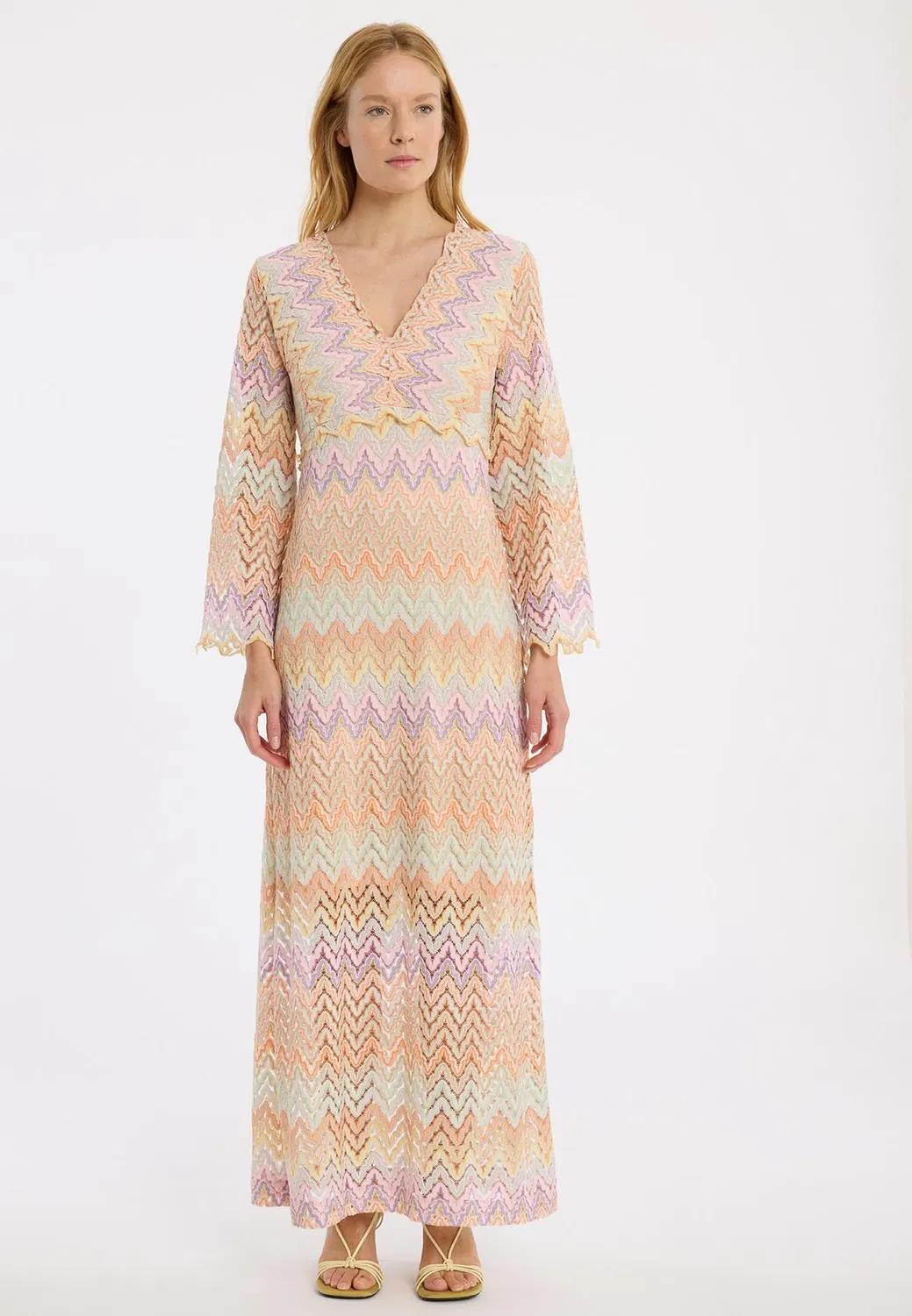 Ana Alcazar Zanta abito lungo estivo maglia zigzag
