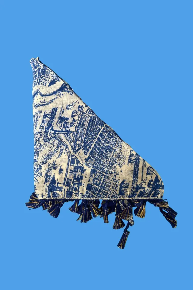 Antica Sartoria Napoli DV2130 foulard triangolo cotone blu taglia unica