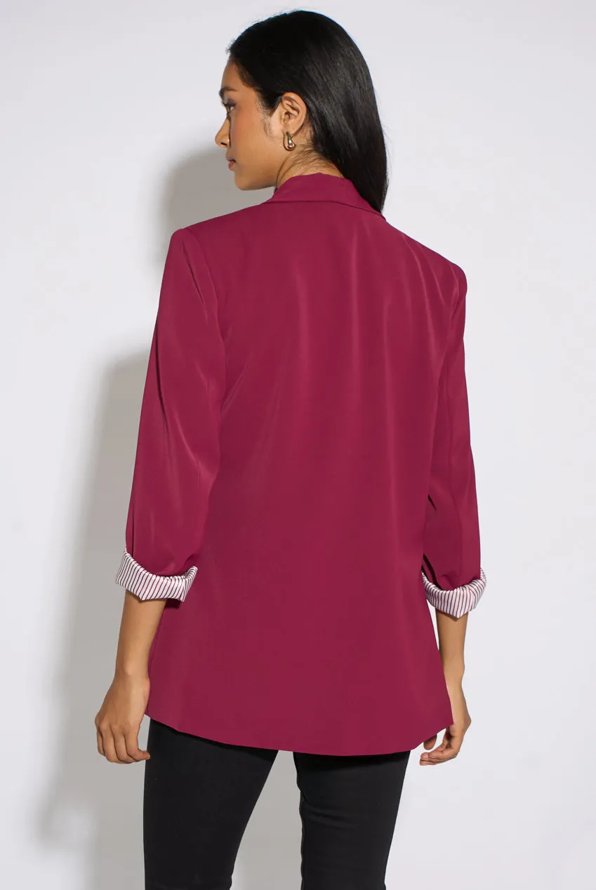 Gini London Mulberry Blazer Berry Maniche a Contrasto