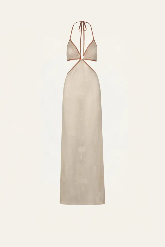 Johanna Ortiz Ebb Flow vestito lungo cotone ecru copricostume
