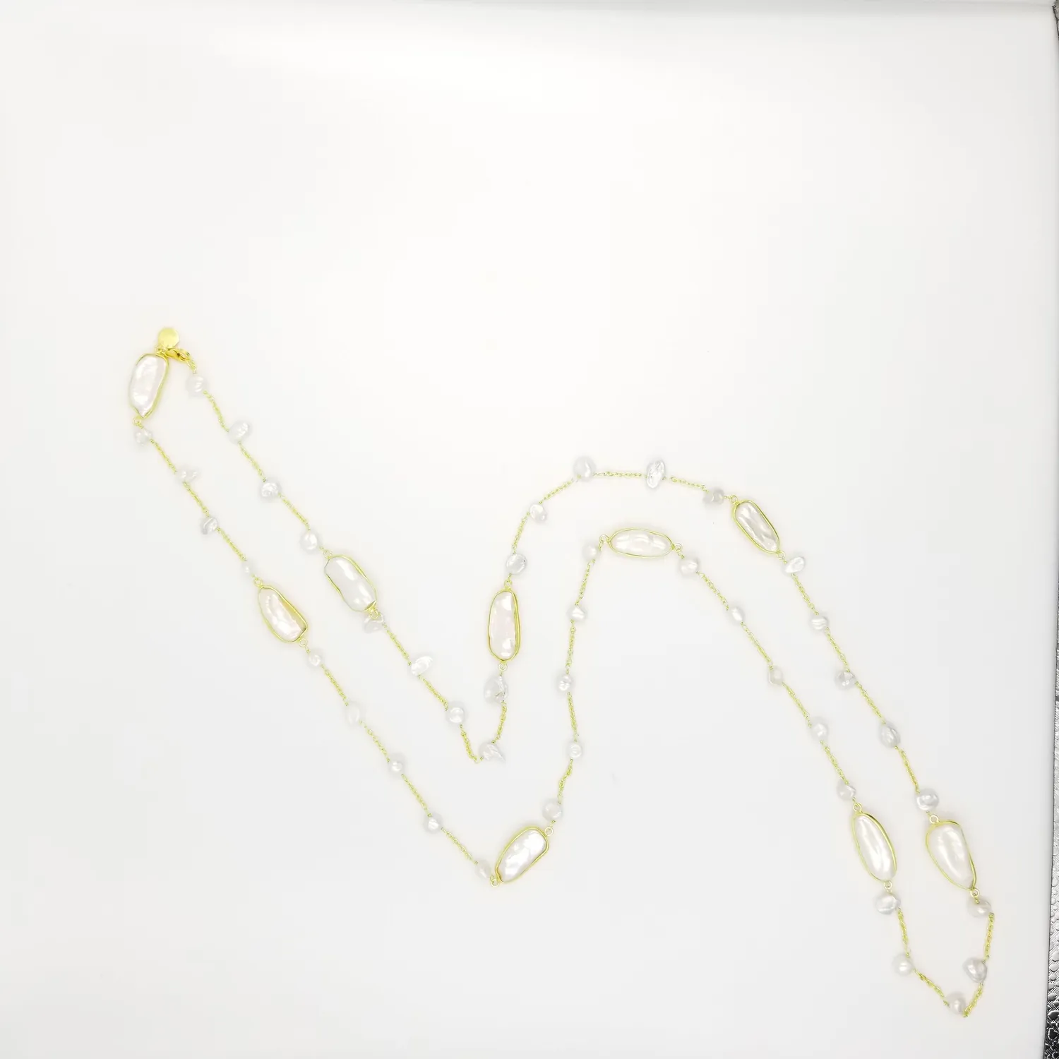 Our Dve Long Running Water Pearl collana perle oro