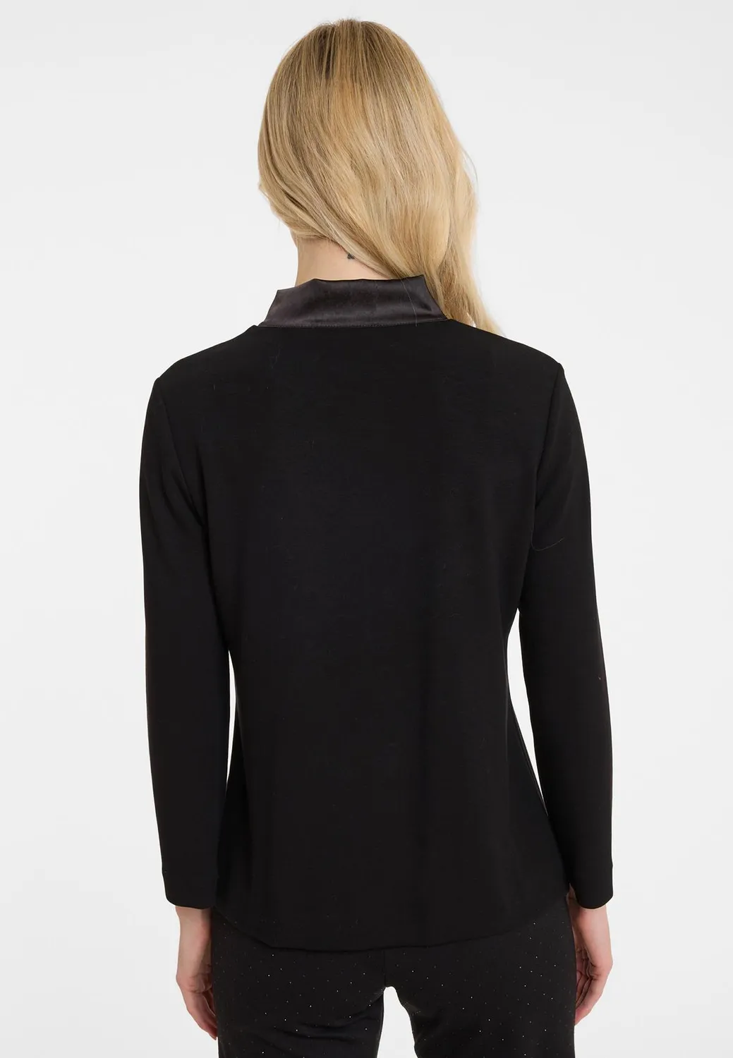 Ana Alcazar Agini top nero jersey con cravatta