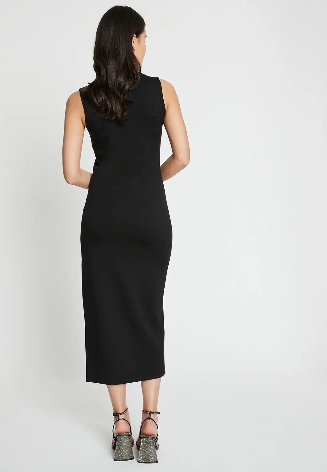 Ana Alcazar Ira abito midi nero cut-out