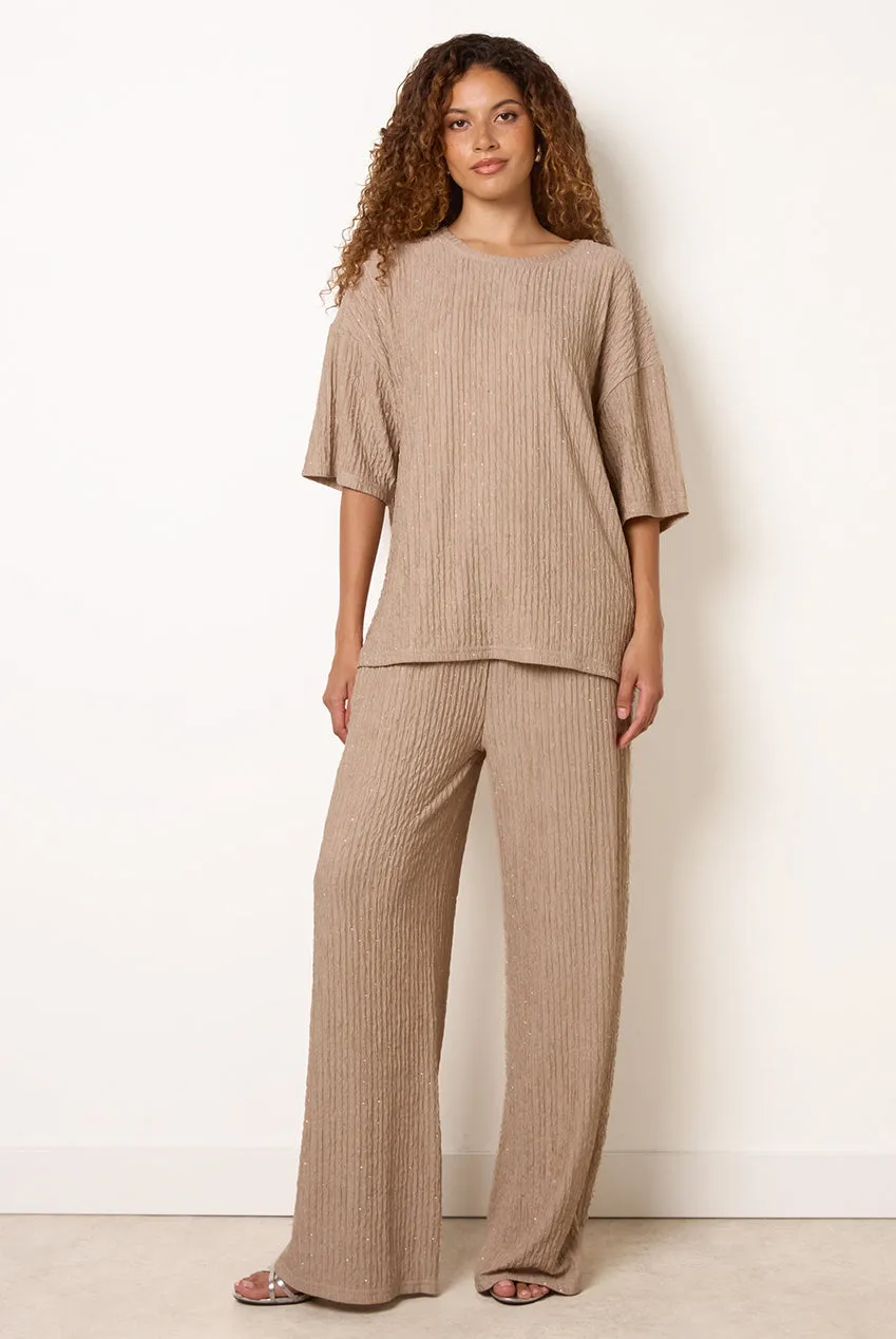 Blue Vanilla Diamante Textured top pietra manica lunga S/M