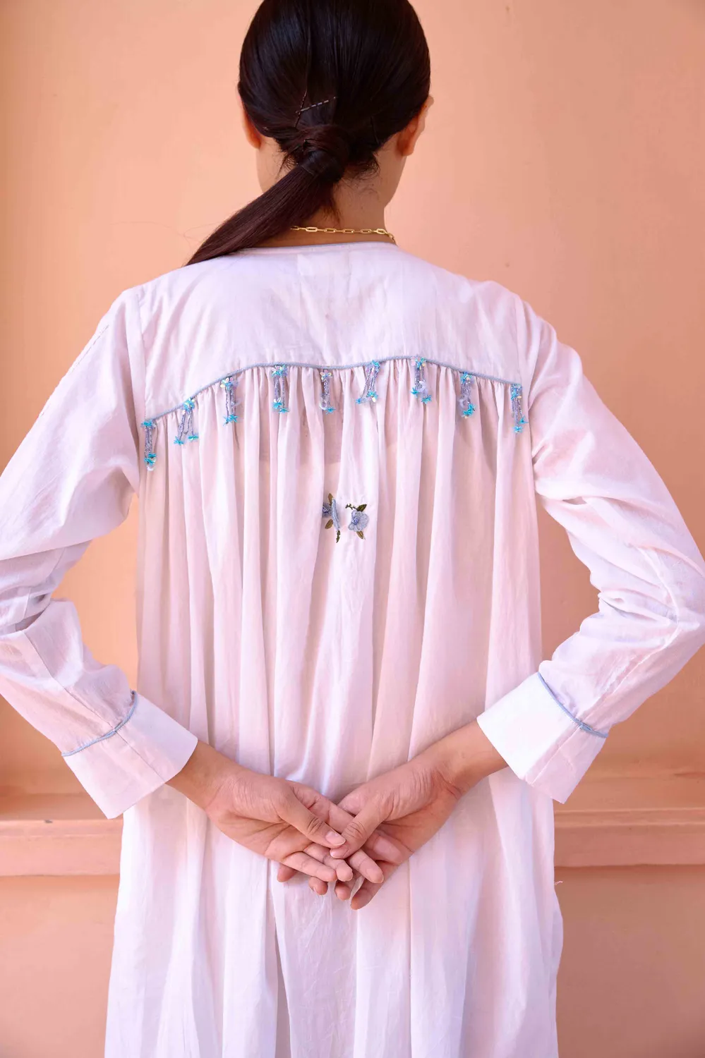 Our Dve Zeno White Printed abito bianco stampato smock