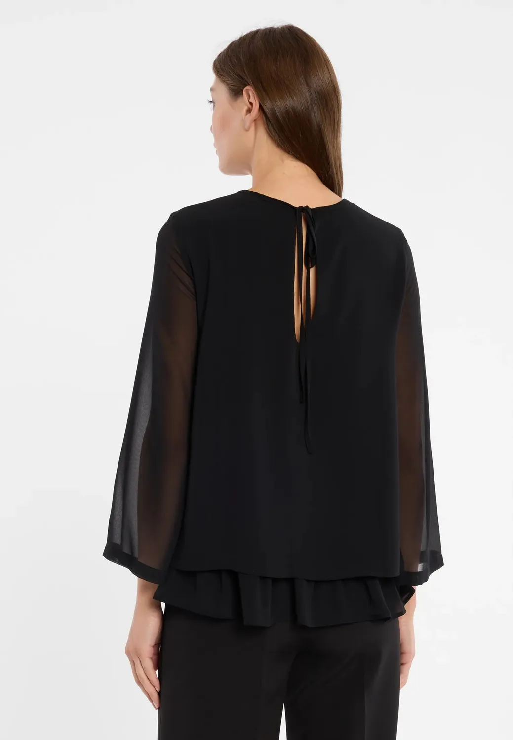 Ana Alcazar Cosma top chiffon nero doppio velo