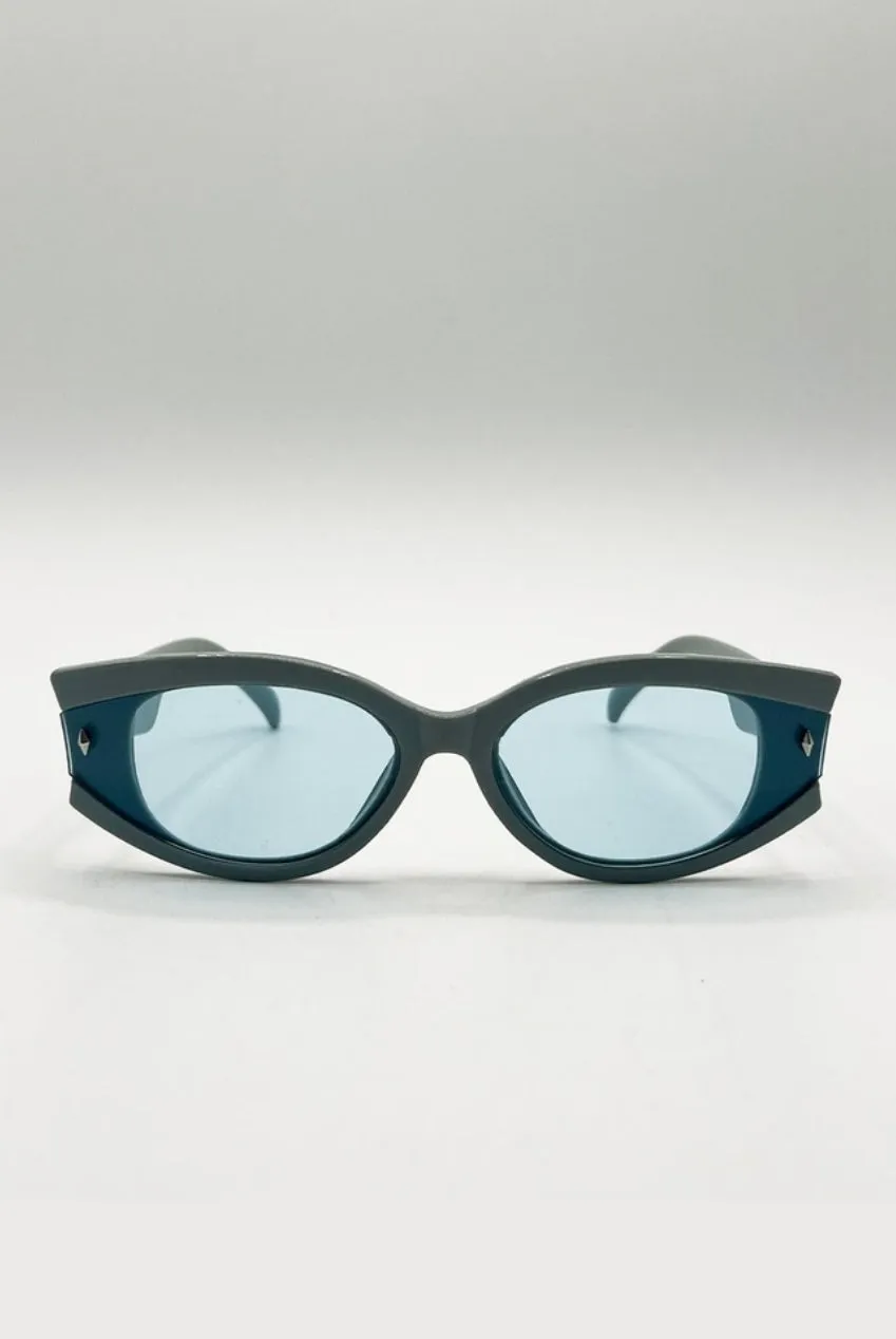 SVNX Vintage Occhiali da Sole Blu Ovali