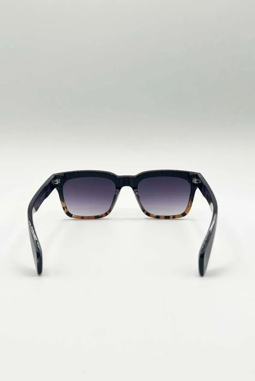 SVNX Square occhiali da sole neri leopardati UV400