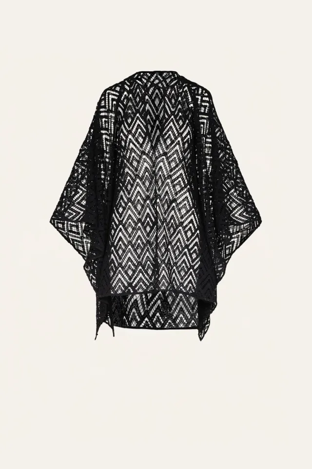 Johanna Ortiz Dance Of Everyday poncho cotone nero ricamato