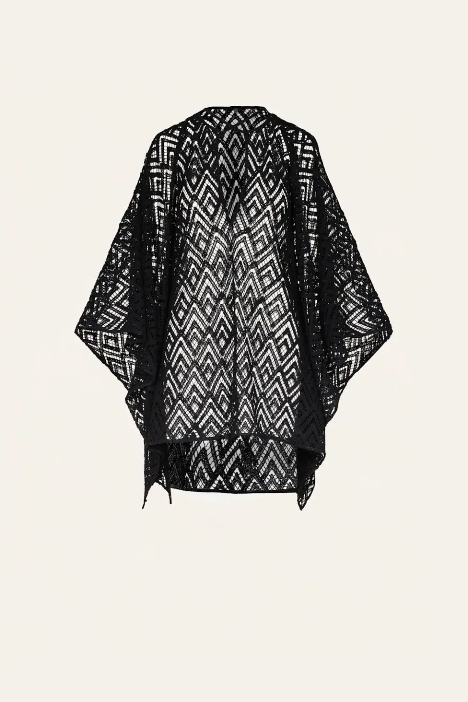 Johanna Ortiz Dance Of Everyday poncho cotone nero ricamato