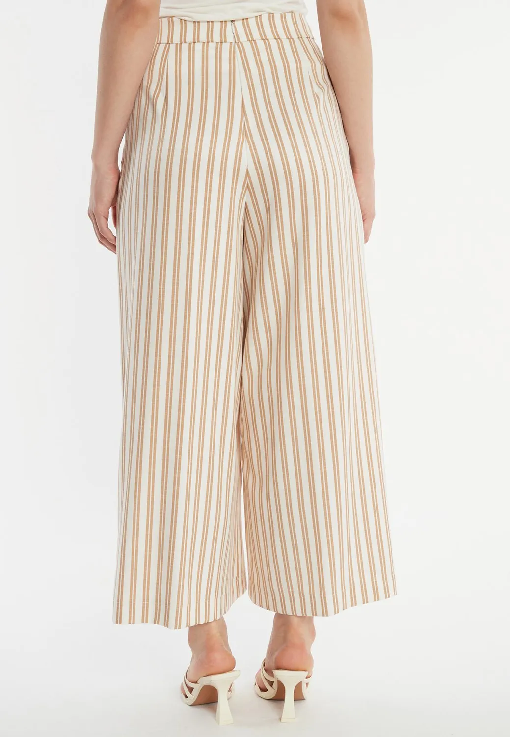 Ana Alcazar Zatila culotte viscosa bianca riga beige