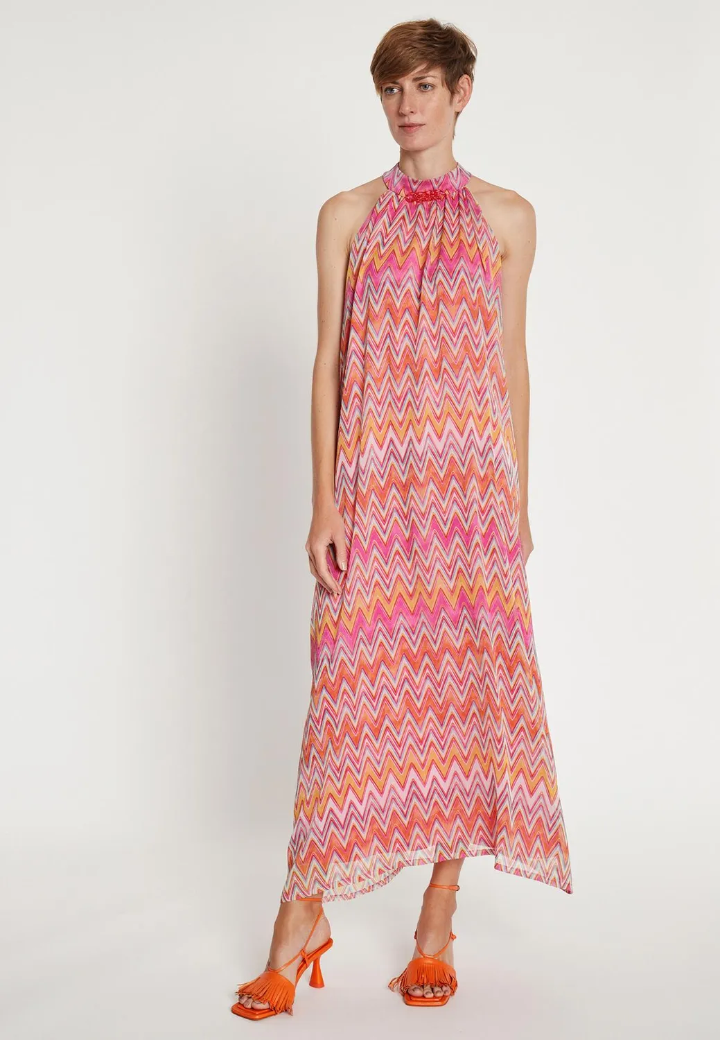 Ana Alcazar Libane abito maxi halter multicolore